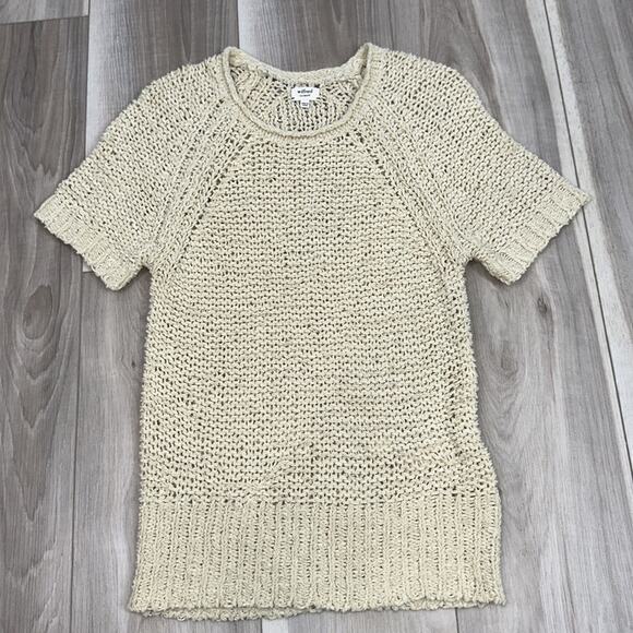 Aritzia Wilfred beige nude open weave short sleeve pullover size XXS - Picture 1 of 8